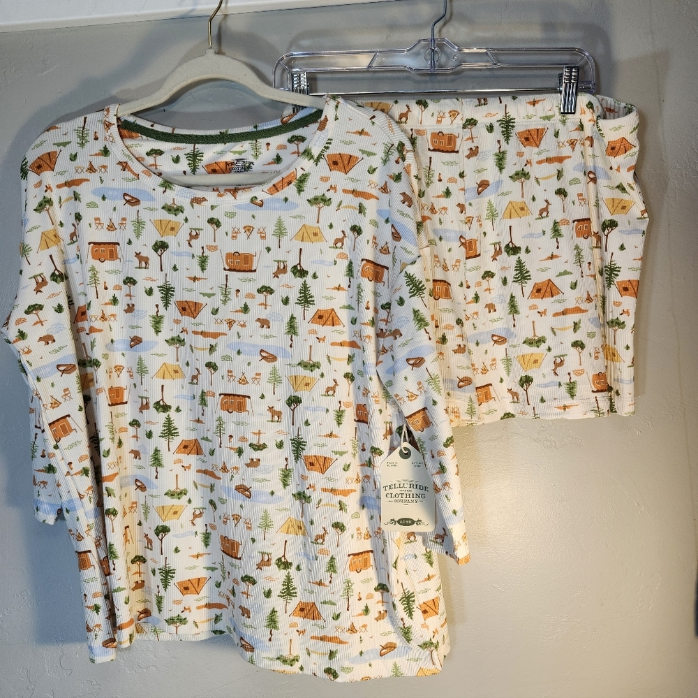 Tellurine Clothing NWT Camping Print Pajama Set XL